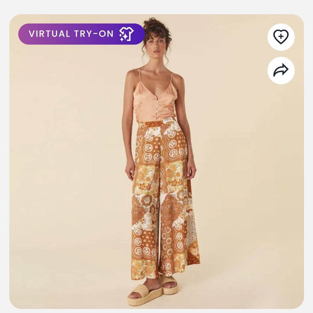 Spell Cha Cha Wide Leg Pants Brown and White